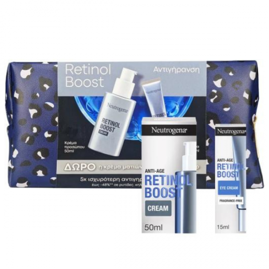 Neutrogena Promo Anti-age Retinol Boost Cream Αντιγηραντική Κρέμα Προσώπου με  Ρετινόλη 50ml & Δώρο Retinol Boost Eye Cream Αντιγηραντική Κρέμα Ματιών με Ρετινόλη 15ml & Νεσεσέρ