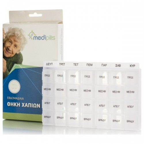 Medipills Εβδομαδιαία Θήκη Χαπιών με 28 Θέσεις σε Διάφανο χρώμα