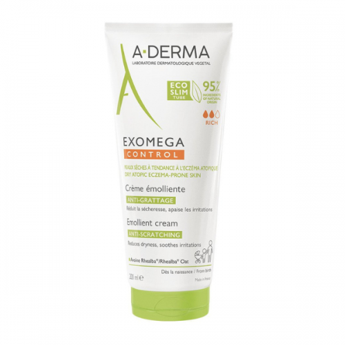 A-Derma Exomega Control Crème Emollient, Μαλακτική Κρέμα για Ατοπικό-Ξηρό Δέρμα 200ml