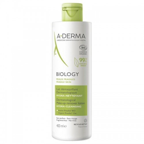 A-Derma Biology Lait Demaquillant, Ενυδατικό Καθαριστικό Γαλάκτωμα Ντεμακιγιάζ 400ml