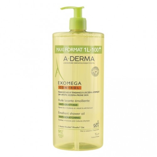 A-Derma Exomega Control Emollient Shower Oil  Λάδι Καθαρισμού κατά του Κνησμού 1lt