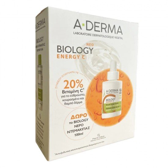 A-Derma Promo Biology Energy C Radiance Boost Serum Oρός Eνίσχυσης Λάμψης, 30ml & Δώρο Biology Eau Demaquillante Nερό Ντεμακιγιάζ 100ml