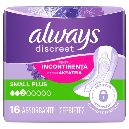 Always Discreet Small Plus Σερβιέτες για την Ακράτεια 16τμχ Always Discreet Small Plus Σερβιέτες για την Ακράτεια 16τμχ