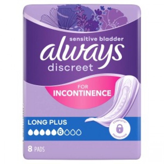 Always Discreet Σερβιέτες Ακράτειας Long Plus 8 Pads Always Discreet Σερβιέτες Ακράτειας Long Plus 8 Pads
