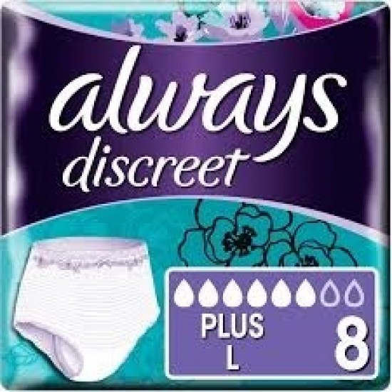 Always Discreet Pants Plus Large 6,Εσώρουχο Ακράτειας 8 τεμάχια