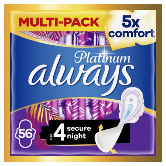 Always MultiPack Platinum Secure Night (Μέγεθος 4) 56 Σερβιέτες