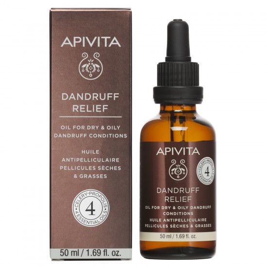 Apivita Dandruff Relief Oil For Dry & Oily, Λάδι Κατά Της Ξηροδερμίας & Της Πιτυρίδας με Σέλερι, Πρόπολη & 4 Αιθέρια Έλαια 50ml