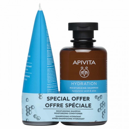 Apivita Promo Shampoo Hydration, Σαμπουάν Ενυδάτωσης με Υαλουρονικό Οξύ & Αλόη 250ml & Conditioner 150ml