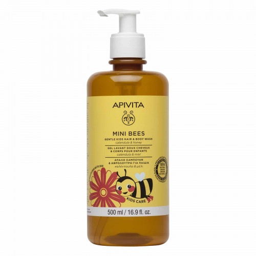 Apivita Mini Bees Απαλό Σαμπουάν & Αφρόλουτρο για Παιδιά, Καλέντουλα & Μέλι 500ml Apivita Mini Bees Απαλό Σαμπουάν & Αφρόλουτρο για Παιδιά, Καλέντουλα & Μέλι 500ml