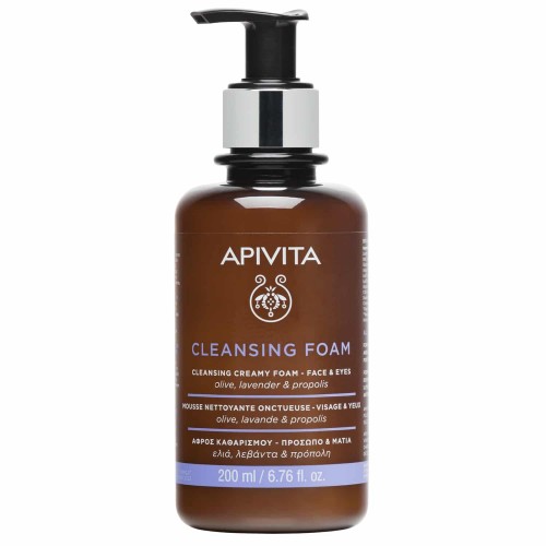 Apivita Cleansing Foam Face & Eyes Αφρός Καθαρισμού για Πρόσωπο & Μάτια με Ελιά & Λεβάντα 200ml