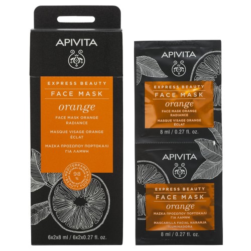 Apivita Express Beauty Orange Face Mask, Μάσκα Για Λάμψη με Πορτοκάλι 2x8ml