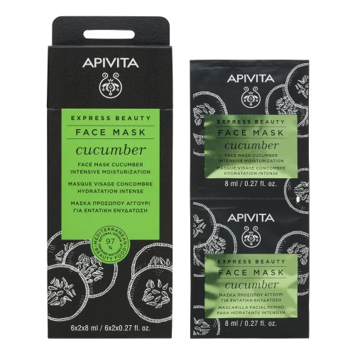 Apivita Express Beauty Cucumber Face Mask, Μάσκα Για Εντατική Ενυδάτωση με Αγγούρι 2x8ml Apivita Express Beauty Cucumber Face Mask, Μάσκα Για Εντατική Ενυδάτωση με Αγγούρι 2x8ml