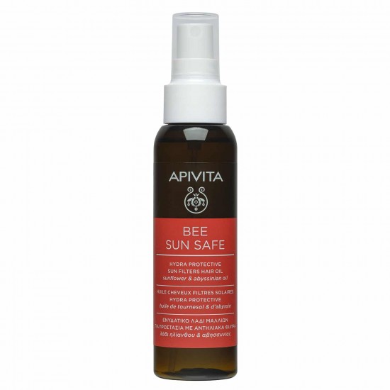 Apivita Bee Sun Safe Hydra Protection Sun Filters Hair Oil, Αντηλιακό Λάδι Μαλλιών με Ηλίανθο & Λάδι Αβησσυνίας 100ml
