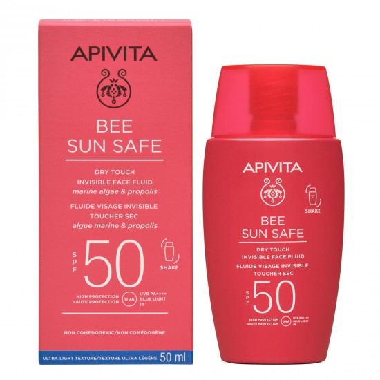 Apivita Bee Sun Safe Dry Touch Invisible Face Fluid SPF50 Λεπτόρρευστη Αντηλιακή Κρέμα Προσώπου 50ml