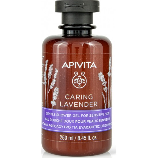  Apivita Shower Gel Caring Lavender, Απαλό Αφρόλουτρο Για Ευαίσθητες Επιδερμίδες 250ml