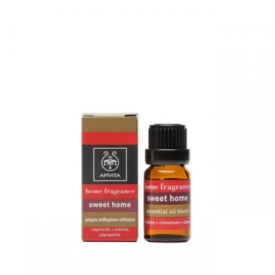 Apivita Home Fragrance Sweet Home, Μίγμα Αιθέριων Ελαίων από Πορτοκάλι, Κανέλα, Γαρύφαλλο 10ml