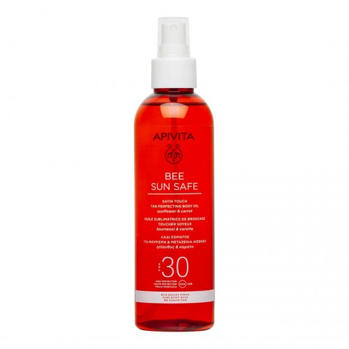 Apivita Bee Sun Safe Satin Touch Body Oil SPF30, Λάδι Σώματος για Μαύρισμα 200ml