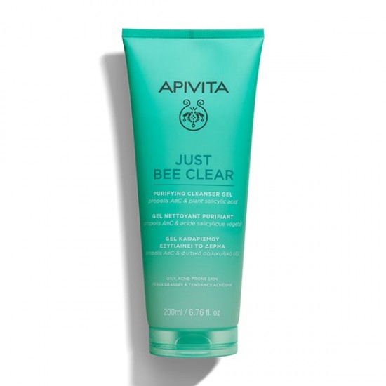 Apivita Just Bee Clear Purifying Cleanser Gel Καθαρισμού, Εξυγιαίνει το Δέρμα 200ml