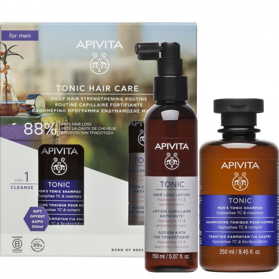 Apivita Promo Tonic Hair Care,Tonic Hair Loss Lotion Κατά της Τριχόπτωσης 150ml & Δώρο Men's Tonic Shampoo Τονωτικό Σαμπουάν για Άνδρες 250ml