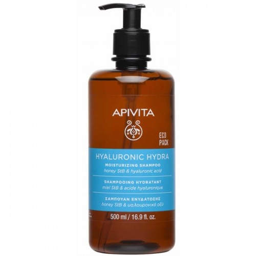 Apivita Hyaluronic Hydra Moisturizing Shampoo Eco Pack Σαμπουάν Ενυδάτωσης 500ml