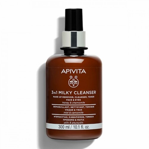 Apivita Cleansing Milk 3in1 Πρόσωπο & Μάτια με Χαμομήλι και Μέλι 300ml