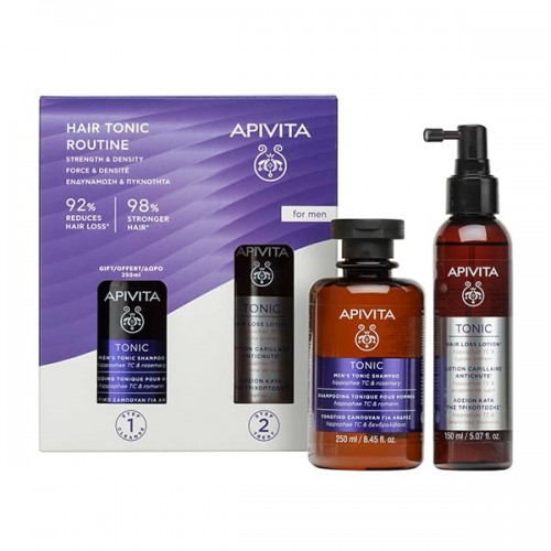 Apivita Hair Tonic Routine for Men Hair Loss Lotion , Λοσιόν Τριχόπτωσης, 150ml & ΔΩΡΟ Hair Tonic Shampoo  Σαμπουάν Τριχόπτωσης 250ml
