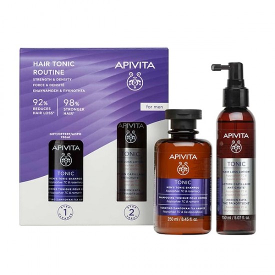 Apivita Hair Tonic Routine for Men Hair Loss Lotion , Λοσιόν Τριχόπτωσης, 150ml & ΔΩΡΟ Hair Tonic Shampoo Σαμπουάν Τριχόπτωσης 250ml Apivita Hair Tonic Routine for Men Hair Loss Lotion , Λοσιόν Τριχόπτωσης, 150ml & ΔΩΡΟ Hair Tonic Shampoo Σαμπουάν Τριχόπτωσης 250ml