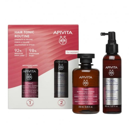 Apivita Promo Women's Hair Tonic Routine Strength & Volume Tonic Hair Loss Lotion Λοσιόν Κατά της Τριχόπτωσης 150ml & Δώρο Tonic Shampoo Τονωτικό Σαμπουάν Κατά της Τριχόπτωσης για Γυναίκες 250ml 