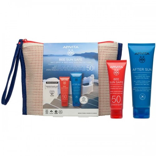 Apivita Promo Bee Sun Safe Anti-Spot & Anti-Age Sun Protection Κρέμα Προσώπου Κατά των Πανάδων & των Ρυτίδων SPF50, 50ml & Δώρο After Sun Καταπραϋντική Κρέμα-Gel για Πρόσωπο & Σώμα 100ml & Δώρο Νεσεσέρ Apivita Promo Bee Sun Safe Anti-Spot & Anti-Age Sun Protection Κρέμα Προσώπου Κατά των Πανάδων & των Ρυτίδων SPF50, 50ml & Δώρο After Sun Καταπραϋντική Κρέμα-Gel για Πρόσωπο & Σώμα 100ml & Δώρο Νεσεσέρ