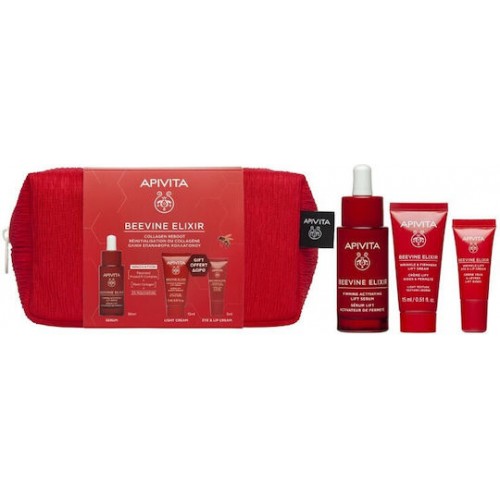 Apivita Beevine Elixir Promo Pack Lift Serum Ορός Ενεργοποίησης Σύσφιξης 30ml & Δώρο Light Cream Αντιρυτιδική Κρέμα για Σύσφιξη & Lifting Ελαφριάς Υφής 15ml, Eye & Lip Cream Αντιρυτιδική Κρέμα Lifting για τα Μάτια & τα Χείλη 5ml, Νεσεσέρ