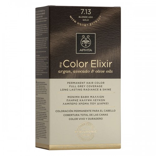 Apivita Βαφή Μαλλιών My Color Elixir Ξανθό Σαντρέ Μελί/Blonde Ash Gold No 7.13