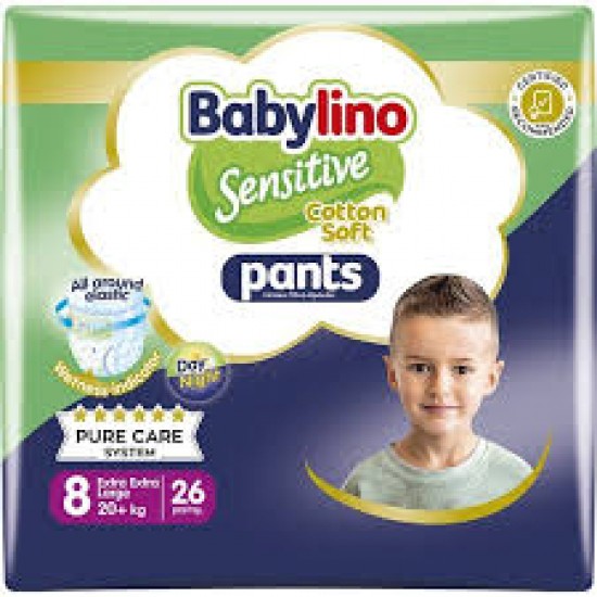 Babylino Sensitive Pants Cotton Soft Unisex Jumbo Pack No8 XXL Plus (20kg) 26 Τεμάχια