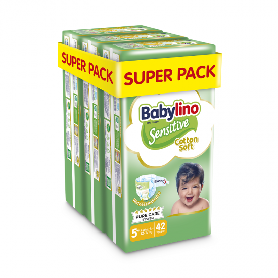Babylino Sensitive Cotton Soft No5+ 12-17 Kg SUPER PACK 126 τμχ (3X42)
