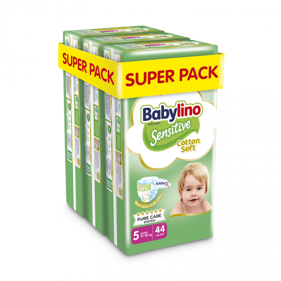 Babylino Sensitive Cotton Soft No5 11-16 Kg SUPER PACK 132 τμχ (3X44)