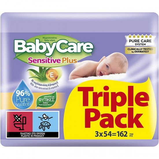 BabyCare Sensitive Plus Triple Pack Μωρομάντηλα (3x54τεμ) 162τεμ
