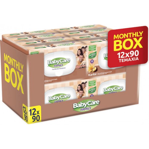 Family Karite Μωρομάντηλα με Καπάκι 1080τμχ (12x90τμχ) Monthly Pack