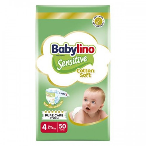 Babylino Sensitive Cotton Soft No4 8-13 kg 50 Πάνες Babylino Sensitive Cotton Soft No4 8-13 kg 50 Πάνες