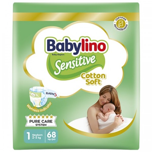 Babylino Sensitive Cotton Soft Economy Βρεφικές Πάνες No1 Newborn (2-5kg), 68τεμ Babylino Sensitive Cotton Soft Economy Βρεφικές Πάνες No1 Newborn (2-5kg), 68τεμ