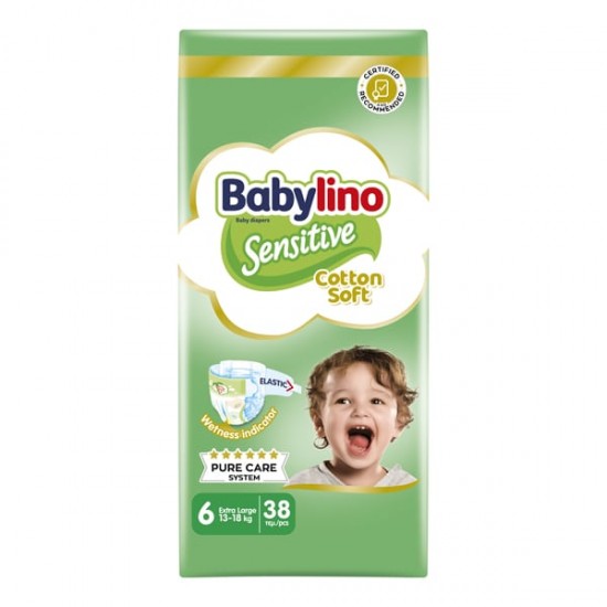 Babylino Sensitive Cotton Soft No6 13-18 kg 38 Πάνες Babylino Sensitive Cotton Soft No6 13-18 kg 38 Πάνες