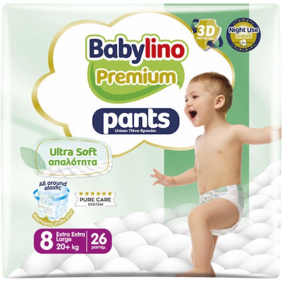 Babylino Premium Ultra Soft Pants No.8 20+kg Βρεφική Πάνα-Βρακάκι 26τεμ Babylino Premium Ultra Soft Pants No.8 20+kg Βρεφική Πάνα-Βρακάκι 26τεμ