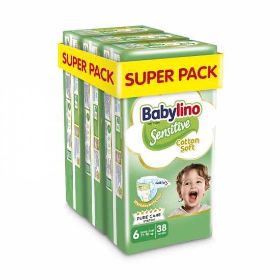 Babylino Sensitive Cotton Soft No6 13-18 Kg SUPER PACK 114 τμχ (3X38)