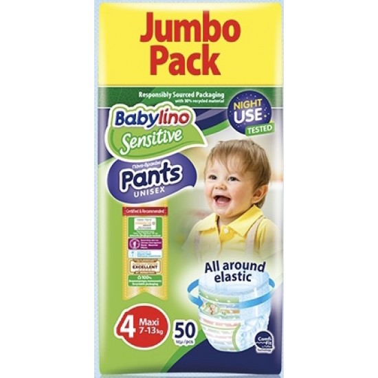 Babylino Pants Unisex Jumbo Pack No4 7-13kg 50 Πάνες Βρακάκι