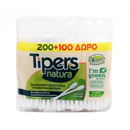 Tipers Natura Οικολογικές Μπατονέτες 200+100 Δώρο Tipers Natura Οικολογικές Μπατονέτες 200+100 Δώρο