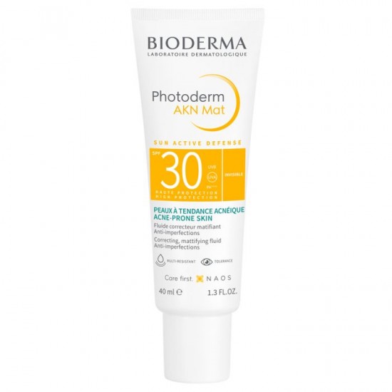 Bioderma Photoderm AKN Mat Fluid Spf30 Αντιηλιακό Προσώπου για Ματ Αποτέλεσμα Gια λιπαρές & Μικτές Επιδερμίδες Με Τάση Ακμής 40ml