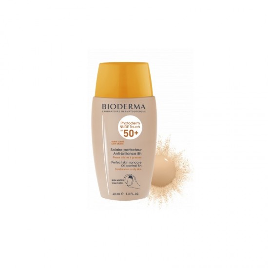  Bioderma Photoderm Nude Touch SPF 50+ Light Λεπτόρρευστο Αντηλιακό με Ελαφριά Κάλυψη & Ματ Αποτέλεσμα για Μεικτό προς Λιπαρό Δέρμα 40ml 