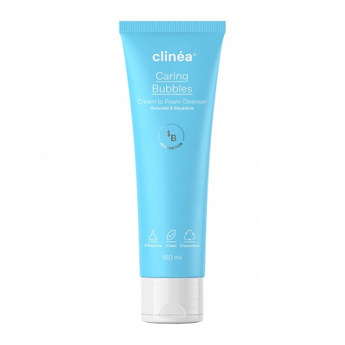 Clinea Caring Bubbles Cream to Foam Cleanser, Κρεμώδης Αφρός Καθαρισμού Προσώπου 150ml