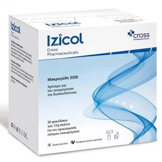 Izicol Μακρογόλη 3350 Για Την Αποτελεσματική Αντιμετώπιση της Δυσκοιλιότητας 20 Φακελίσκοι x 12gr Σκόνη 