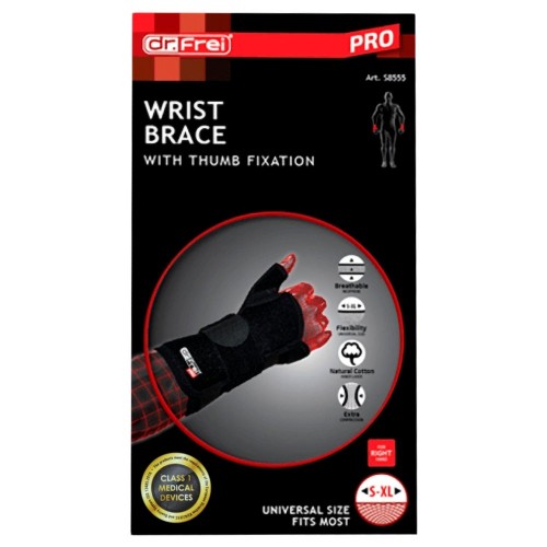 Dr. Frei Wrist Brace with Thumb Fixation For Right Hand One Size Νάρθηκας Καρπού με Στήριξη Αντίχειρα Για Δεξί Καρπό Ένα Νούμερο Μαύρο Χρώμα (S8555) Dr. Frei Wrist Brace with Thumb Fixation For Right Hand One Size Νάρθηκας Καρπού με Στήριξη Αντίχειρα Για Δεξί Καρπό Ένα Νούμερο Μαύρο Χρώμα (S8555)