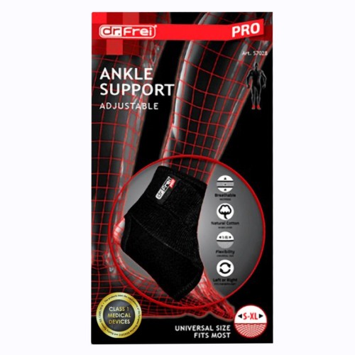 Dr. Frei Ankle Support Adjustable For Right Or Left One Size Ελαστική Επιστραγαλίδα Για Αριστερό η Δεξί Αστράγαλο Ένα Νούμερο Μαύρο Χρώμα (S7028)