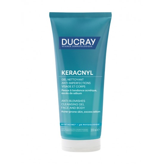 Ducray Keracnyl gel moussant, Τζελ Καθαρισμού Προσώπου για Λιπαρές/ Μικτές Επιδερμίδες με Ατέλειες 200ml